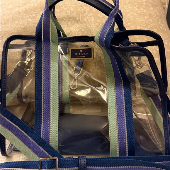 Kate Spade Transparent Tote with Navy and Mint Stripes - Picture 3 of 13